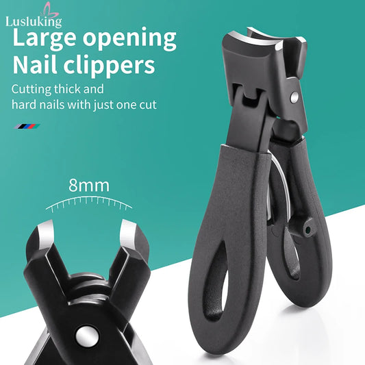 Large Jaw 8mm Openning Nail Clipper Thick Hard Special Nail Cutter Stainless Steel Manicure Tools Toe Cutter Trimmer Anti-Splash